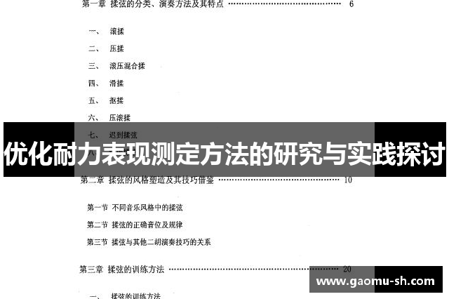 优化耐力表现测定方法的研究与实践探讨